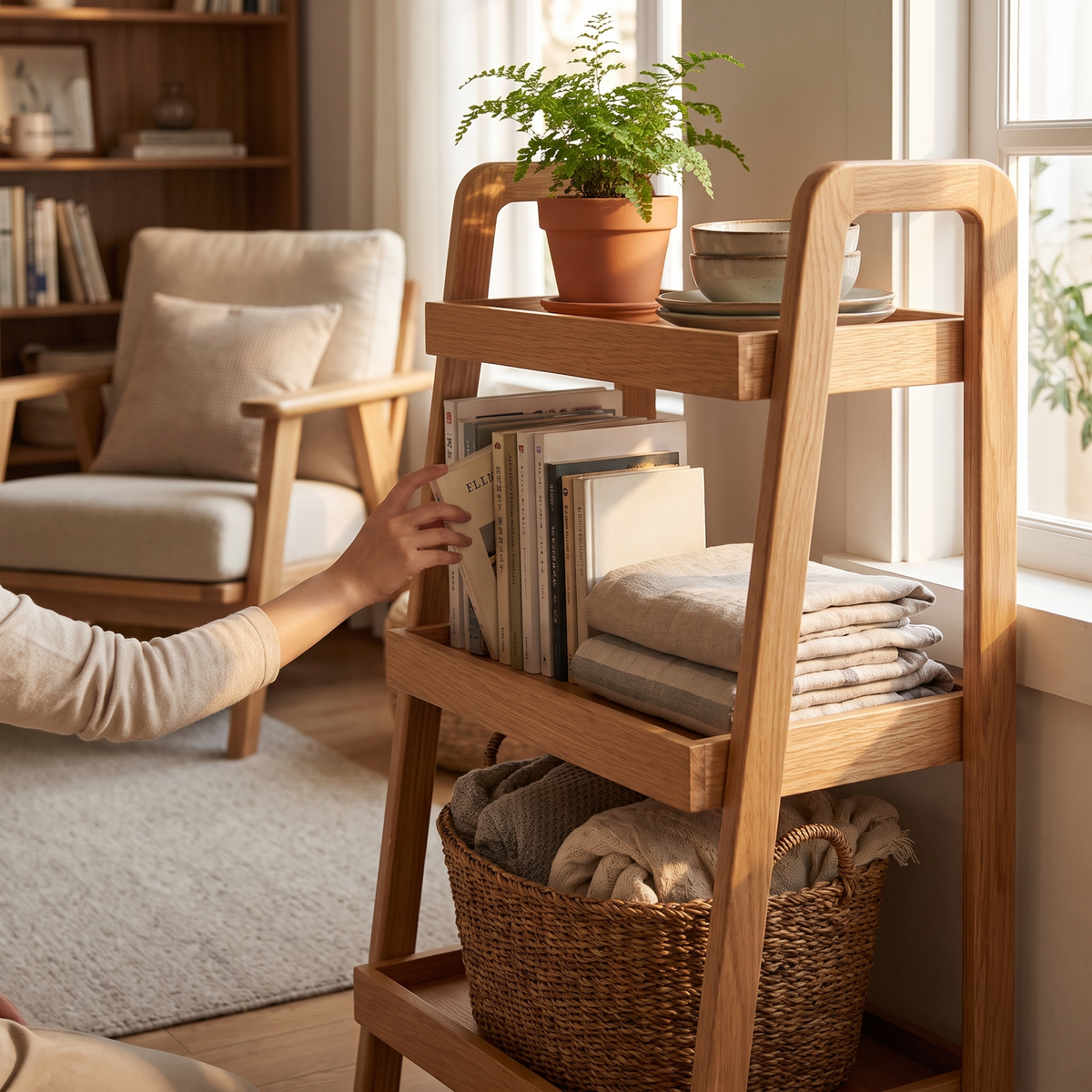Freestanding Storage Shelves in use