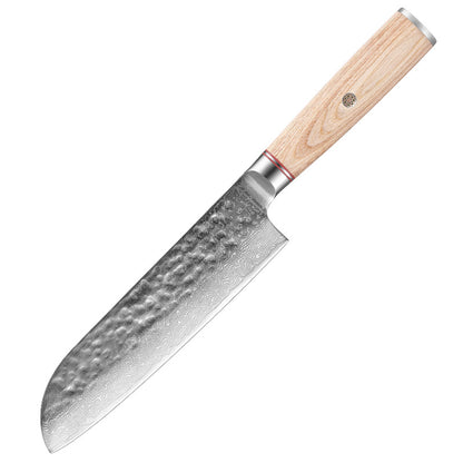 Pattern-Etched Damascus Chef Knife