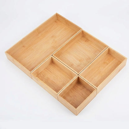 Bamboo Drawer Organiser Set, 7 Pieces