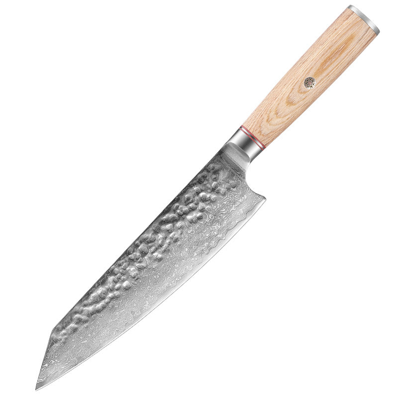 Pattern-Etched Damascus Chef Knife