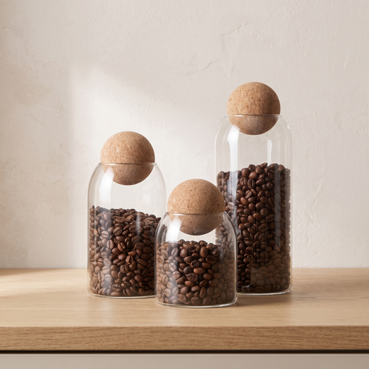 Glass Storage Jars with Cork Lids, Set of 3