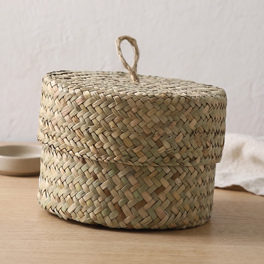Seagrass Basket with Lid, Small