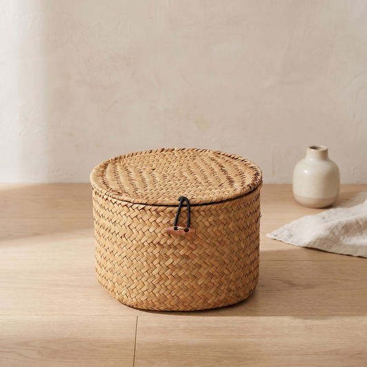 Round Seagrass Basket with Lid