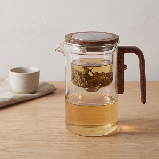 Glass Teapot with Wooden Handle