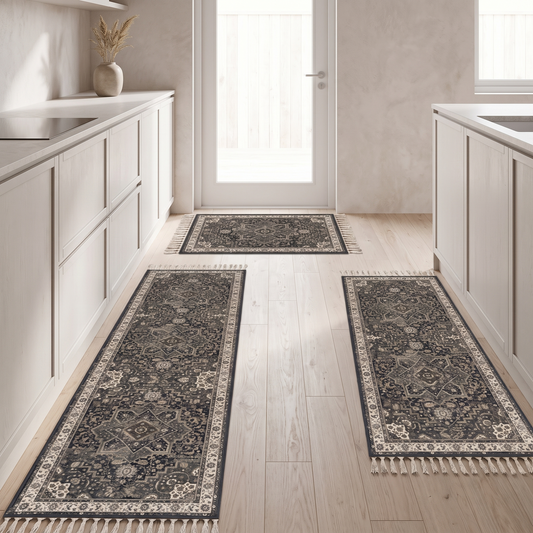 Washable Boho Kitchen Rug, Set of 3
